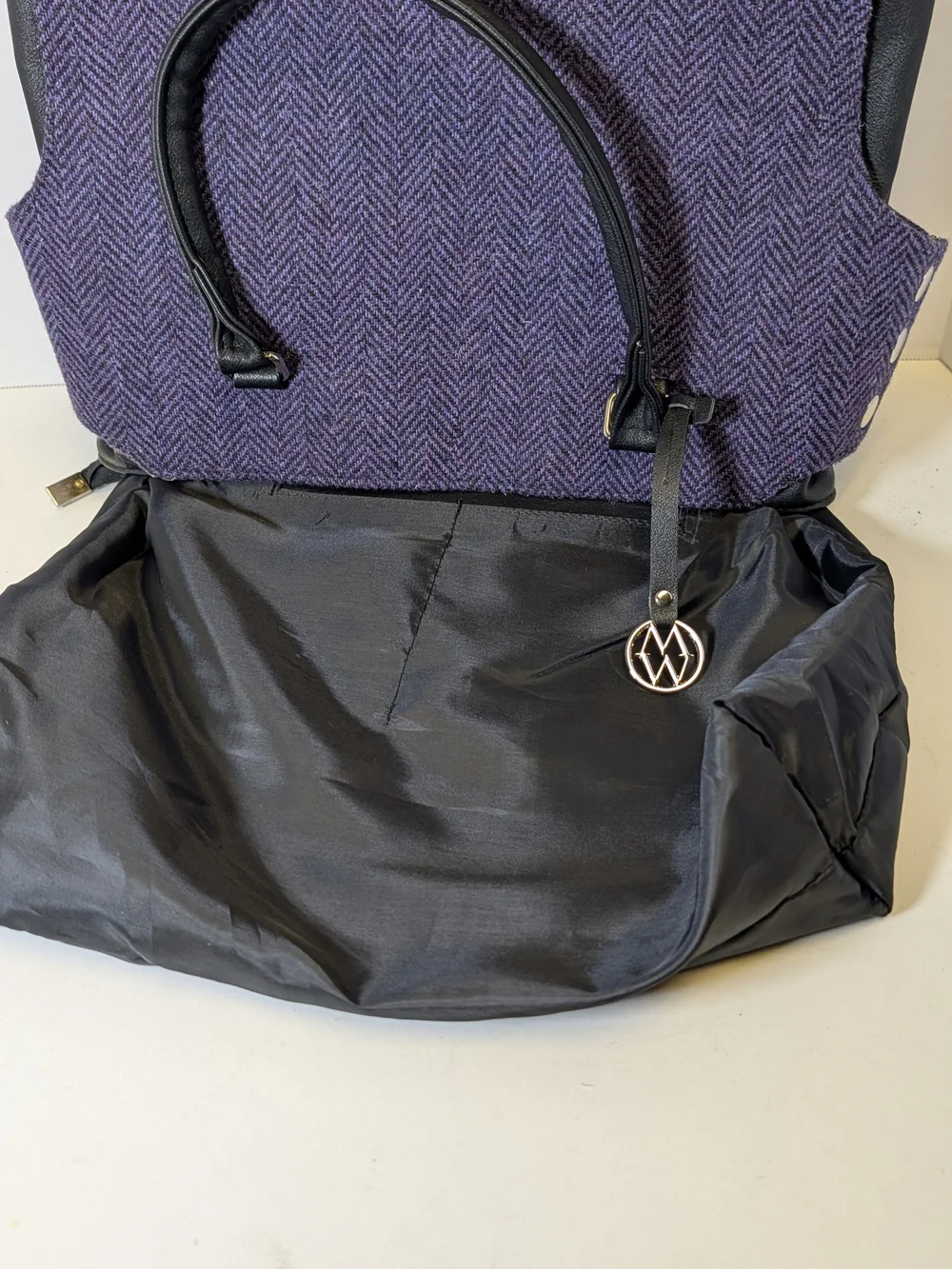 Mucros Weavers Emily Tweed Handbag - Purple Herringbone Wool Authentic Irish
